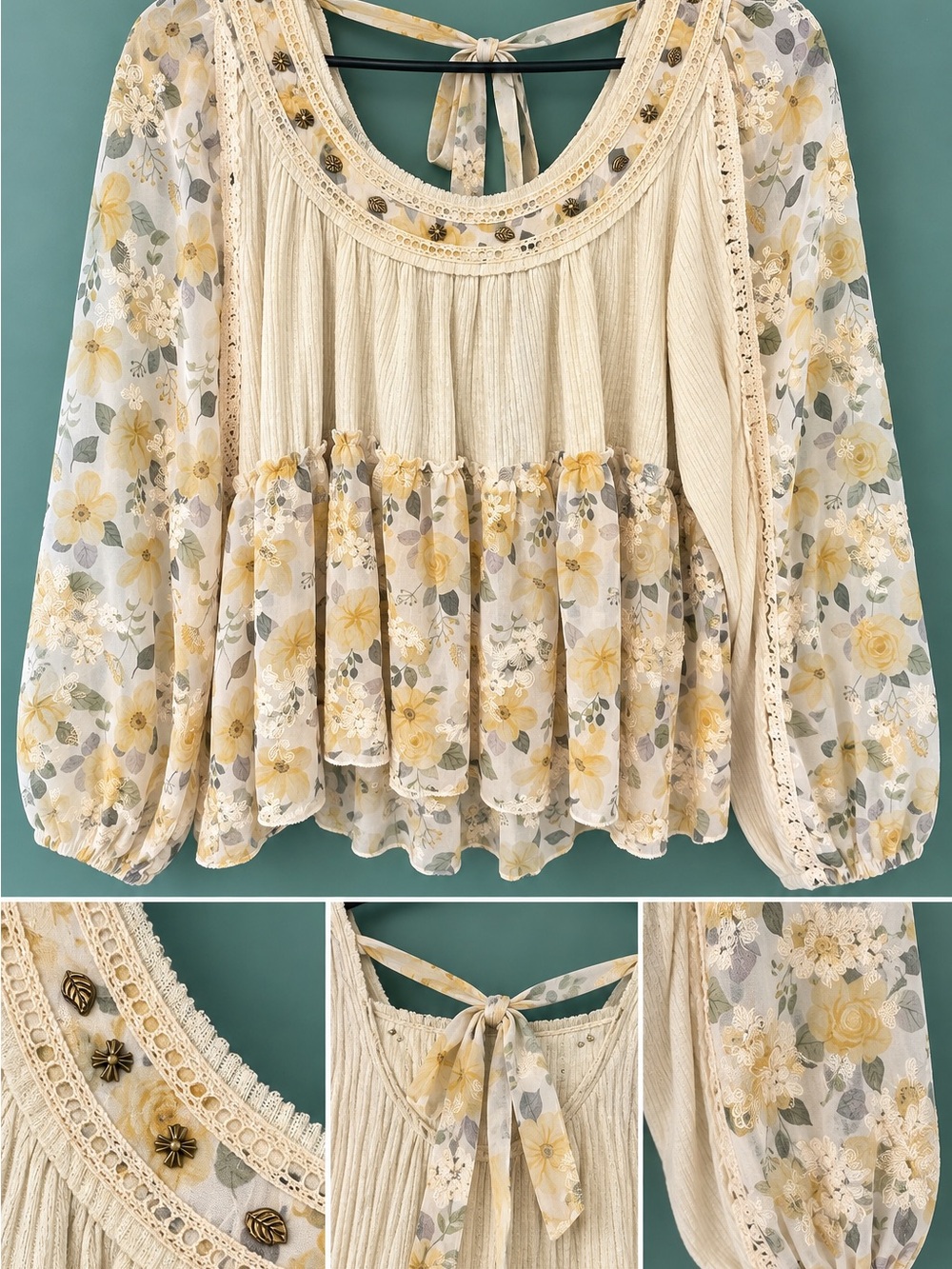 Boho Floral Blouse Size Small